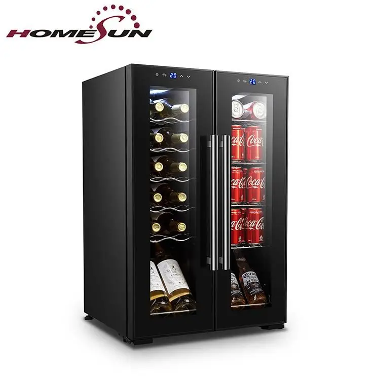 Wine cellar with compressor, double door wine beverage collers, double door wine cooler