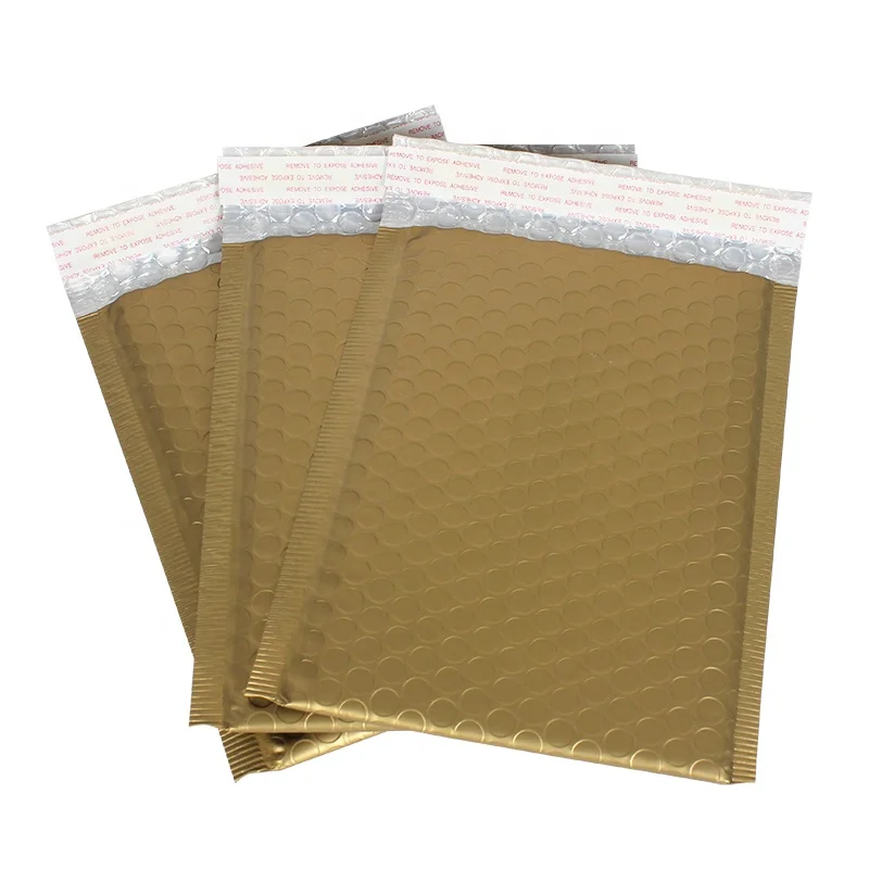 
Factory Wholesale Shockproof Aluminum Foil Matte Gold Metallic Custom Bubble Mailers With Logo 