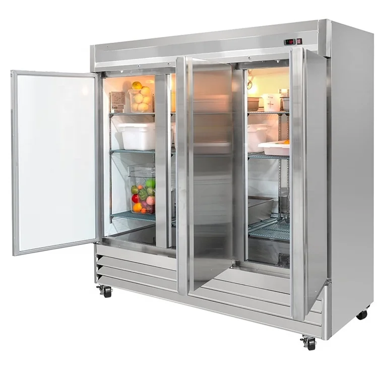 Commercial 3 doors 1500L Freezing Upright Refrigerators And Freezers For Kitchen