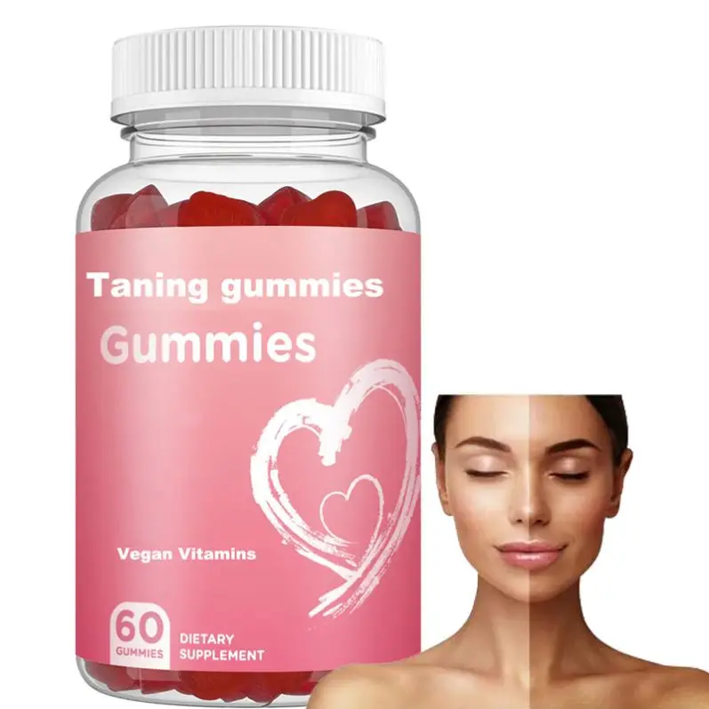 Private label Sun/UV Activated  Vegan  Tanning Gummies Vitamin C Zinc Skin Women /Man tan  gummies