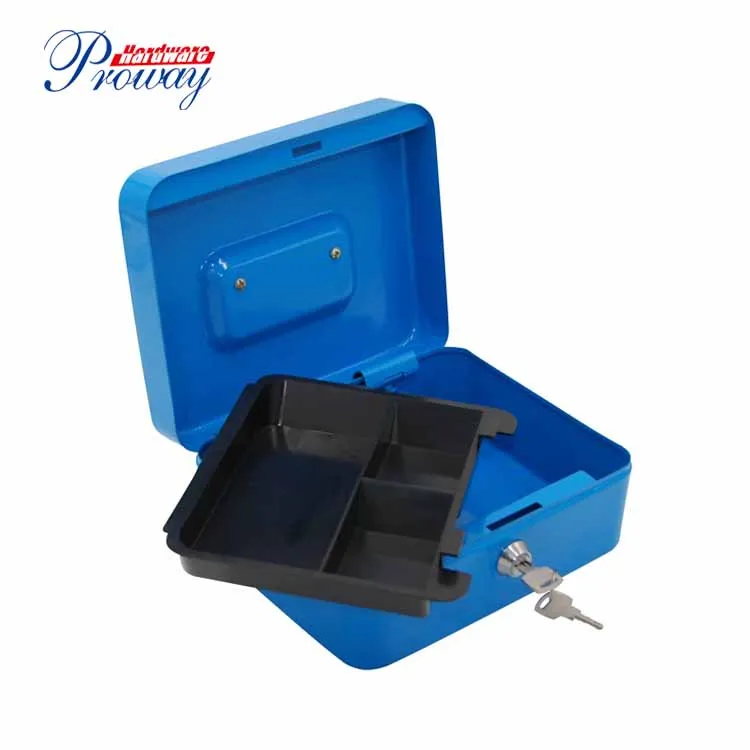 Portable Metal Cash Box, Key Lock Metal Safe Box Piggy Bank Money Saving Box/