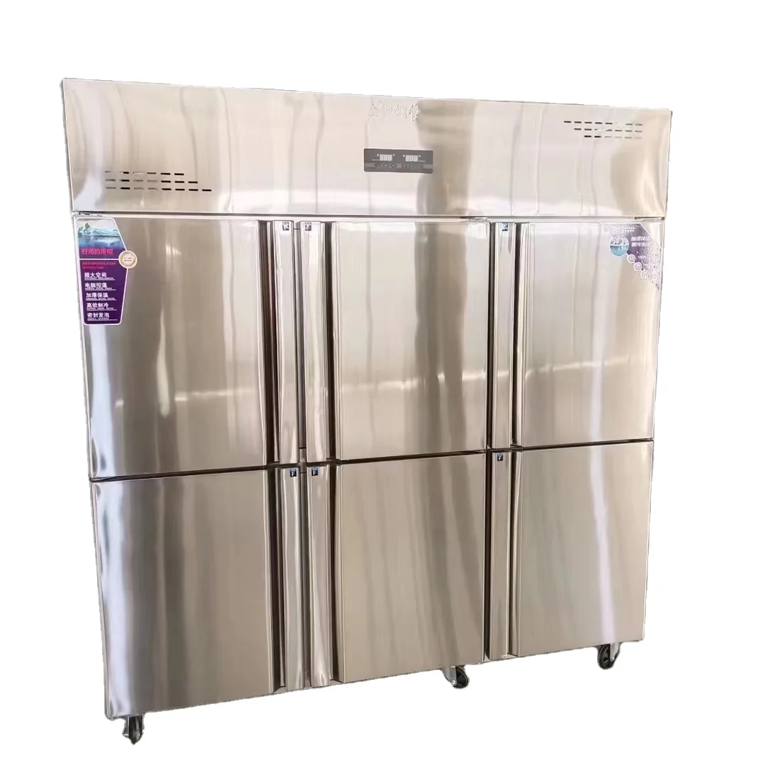 201 Stainless Steel Restaurant Kitchen Commercial 6 Door Refrigerator Freezer Cooler Refrigeration Equipment