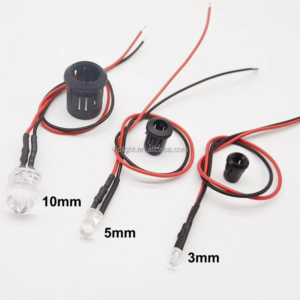 12V DC 5mm LED Bulb Pre wired Light Emitting Diode Small 20cm Wir