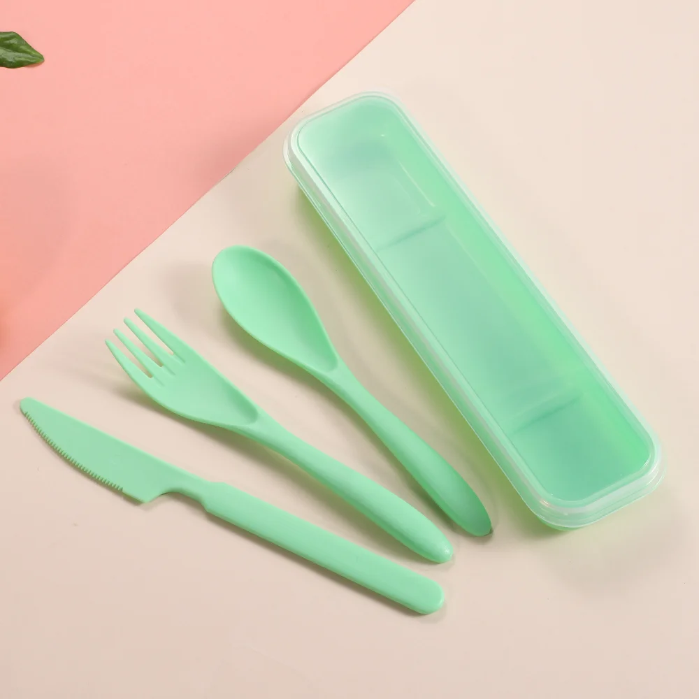 Wheat Straw Outdoor Portable Eco-friendly cutlery   Easy to clean and reusable Wheatstraw cutlery set with case