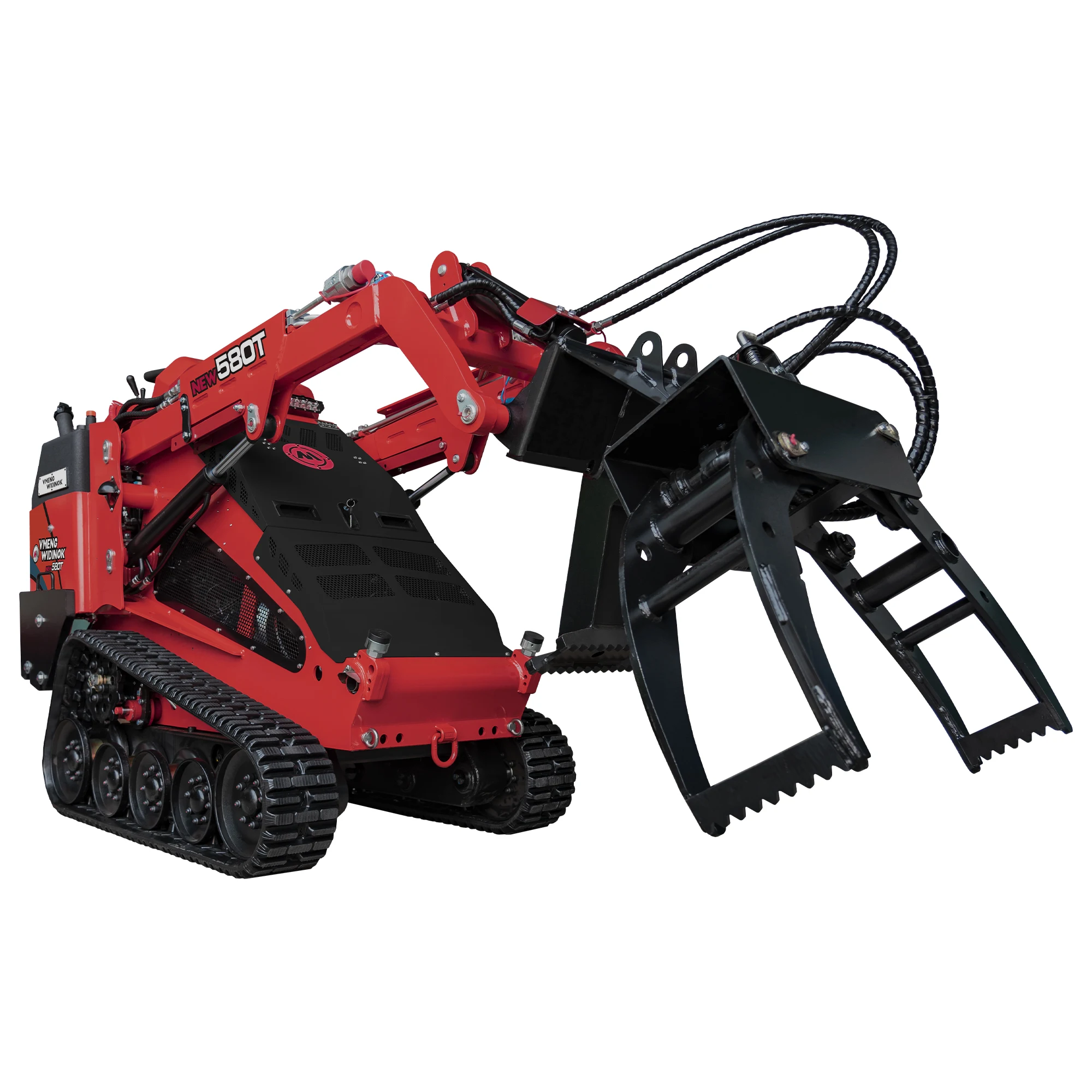 China Vmeng brand 580T 36'width diesel EPA track mini skid steer loader with pallet forks attachment