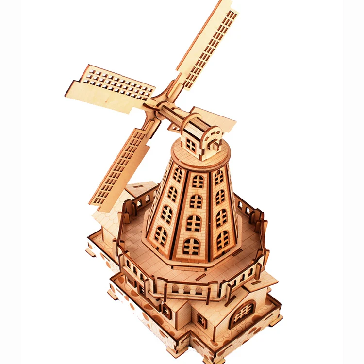 complex paper diy educational lifestyle windmill house tower 3d puzzle for children