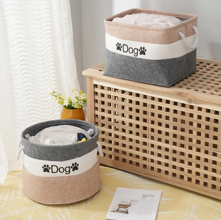 Eco-Friendly Dog Round Felt Storage Bins Basket