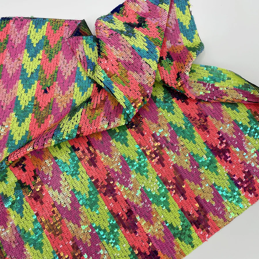 New Fashion knit fabric 100% polyester embroidery sequin mesh fabric