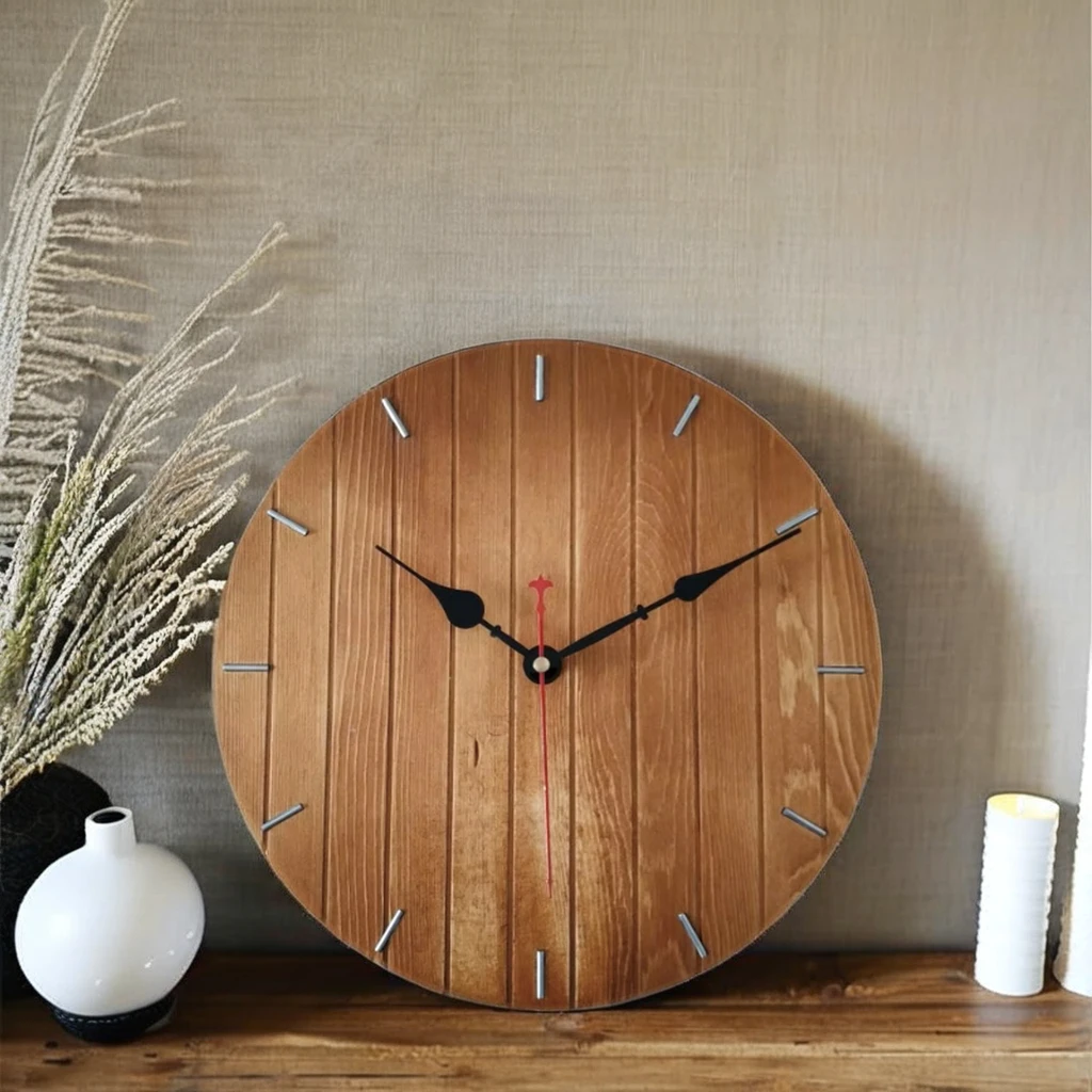 Classic Wooden Clock Round Minimalism Wall Clock Best For Home Living Room Decorative Design Wood Wall Clock