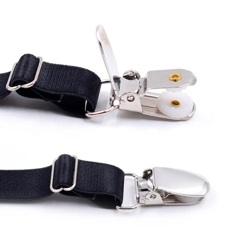 wholesale custom mens black nylon non-slip shirt stays holder garter belt suspenders