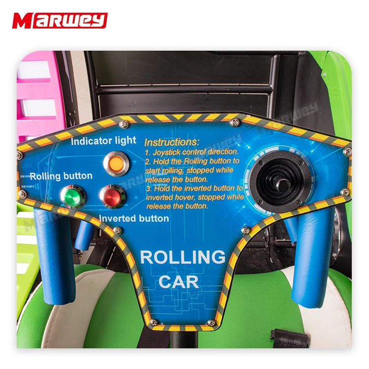 360 Degree Rolling Car Amusement Rides 180 Degree Handstand Rolling Car 2 Seater Electric Leswing Happy Rotating Car For Adults