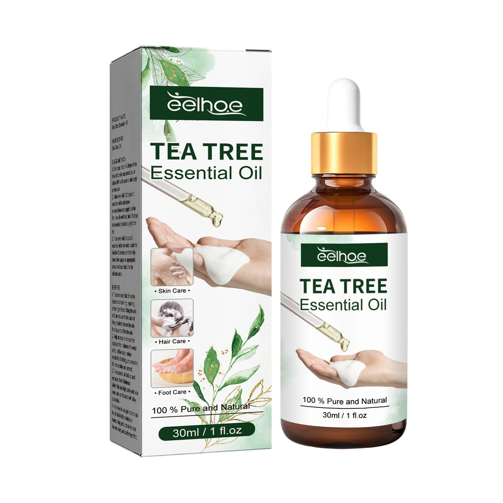 EELHOE Customize Logo Massage Oil Skin & Foot & Hair Care Moisturized Skin Serum Tea Tree Essential Oil