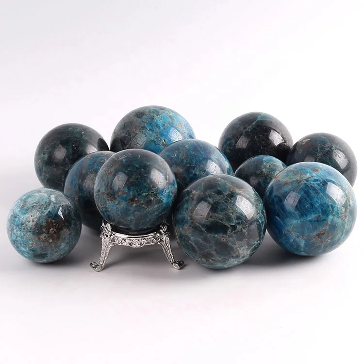 Wholsale Natural Blue Apatite Sphere Gemstone Healing Ball for Home Decoration Fengshui