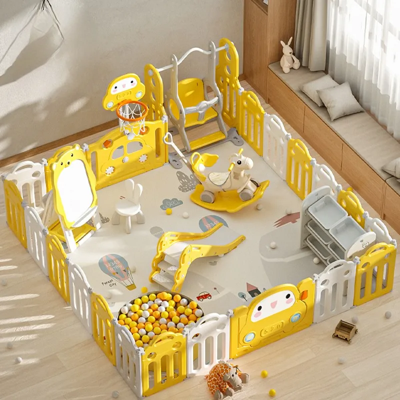 Foldable toddler plastic playard portable indoor game outdoor gate pen play yard safety fence kids baby playpens for children