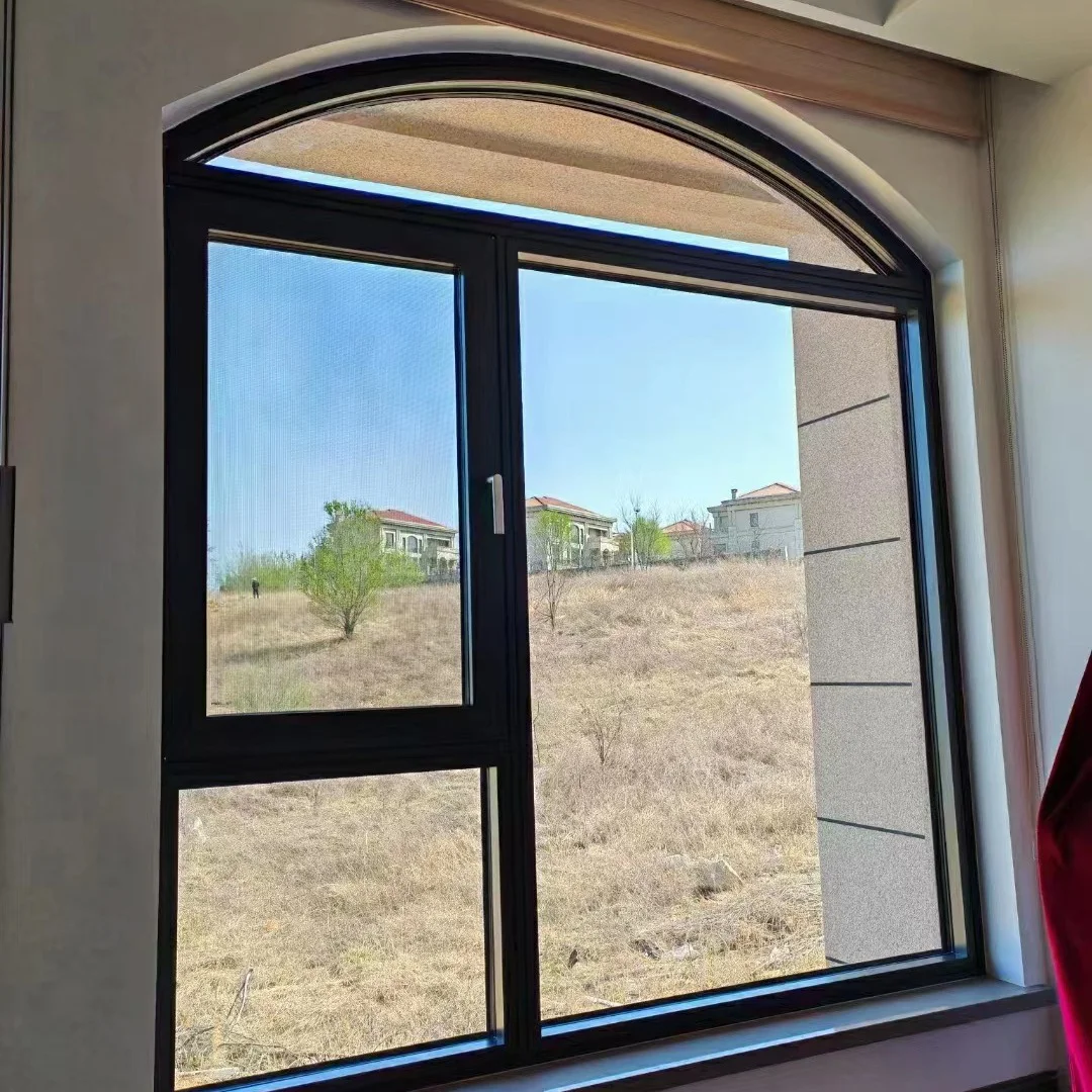 Aluminium Bathroom/Living Room Window Designs Powder Coated Black Color Aluminium Casement Windows