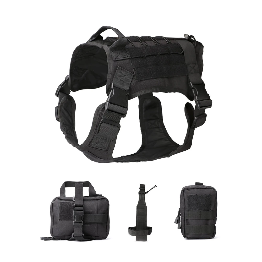 Military-style Police Style Harness Bag Set for Dog Tactical Vest Removable Bag Anti Blast Nylon Harness Attachable Bags