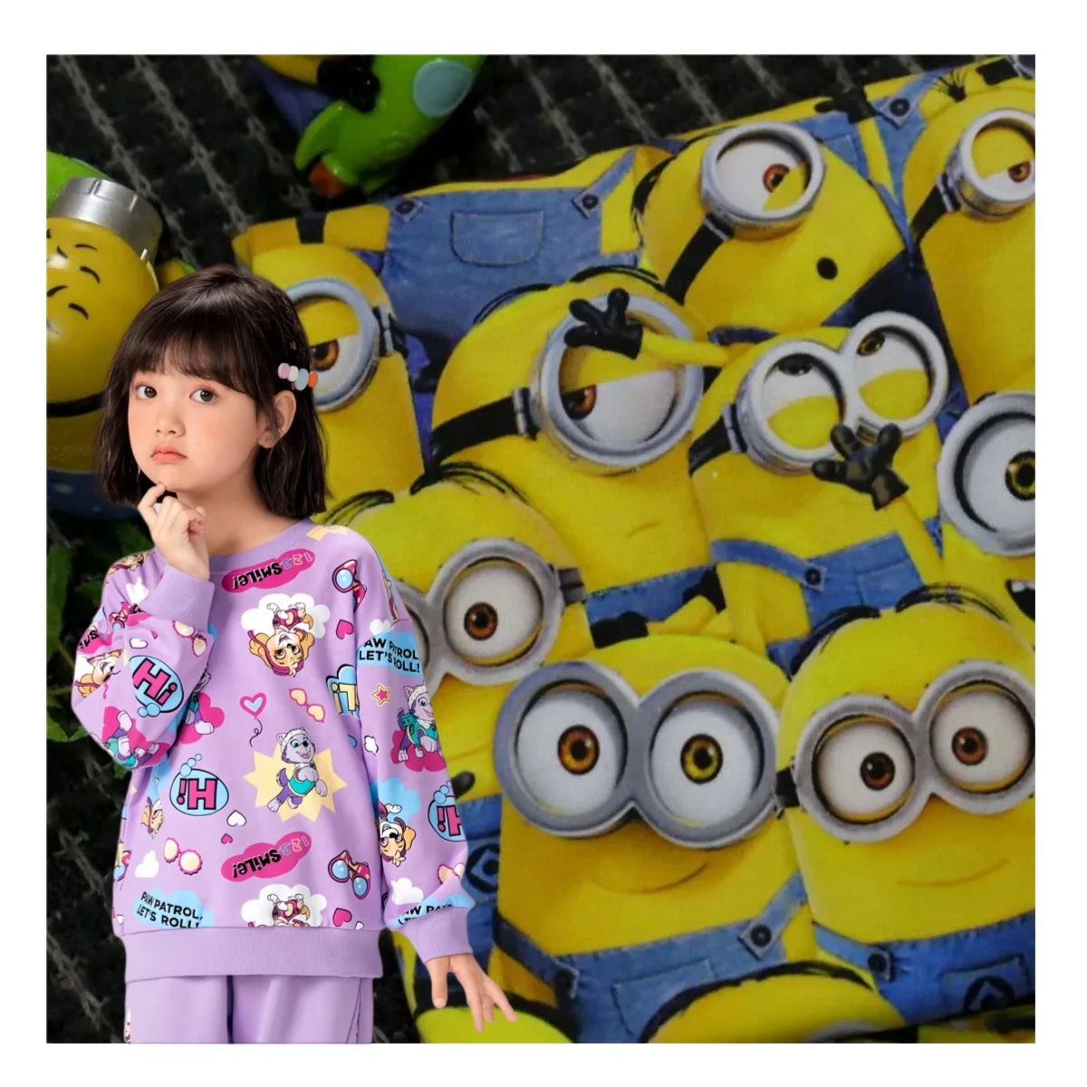 Custom Design Digital Printed Bamboo Cotton French Terry Fabric For 300GSM Baby Clothing Hoodie