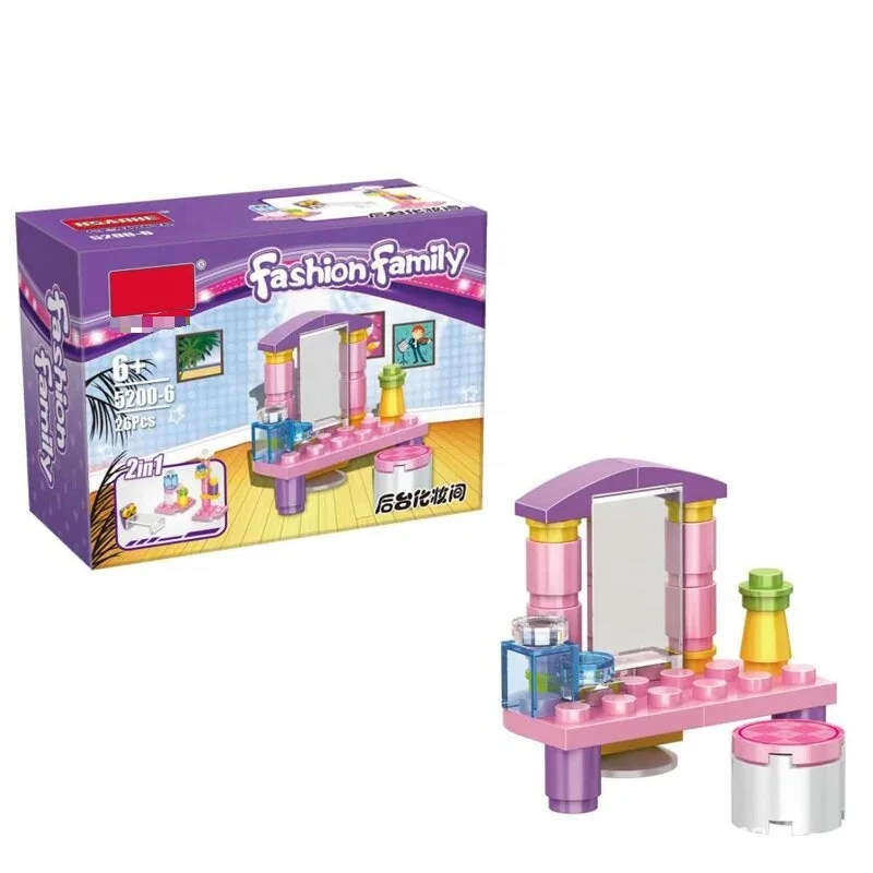 Large particle assembly drum set piano sound makeup room plastic girl educational compatible building blocks toys