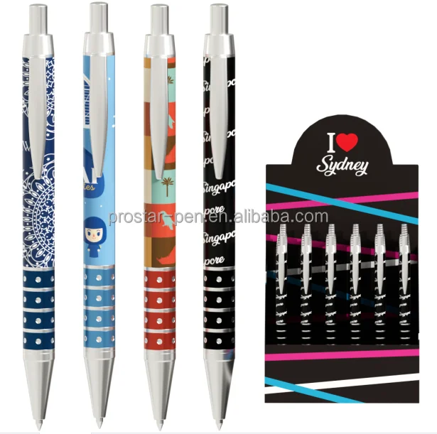 Souvenirs pen diamond grip push action pen customized heat transfer logo different grip