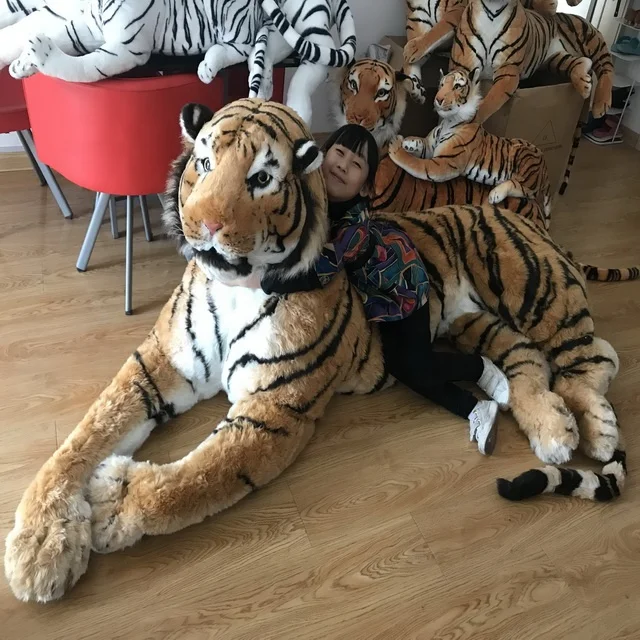 hot selling 240CM large simulated plush tiger stuffed animal toy realistic stuffed brown tiger plush toy