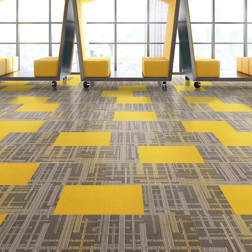 Eco-friendly carpet tiles flooring commercial 60x60 3d carpet scenery floor tiles 3mm orange office carpet floor tiles
