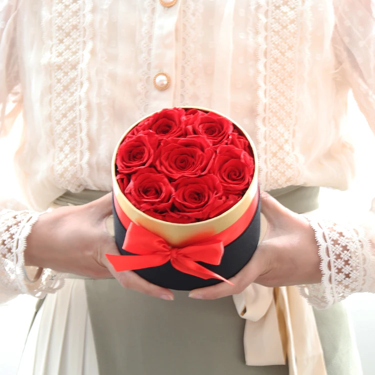 YS-008 mothers day everlasting many luxury velvet gifts box eternal dried forever preserved rose fresh flower wedding decoration