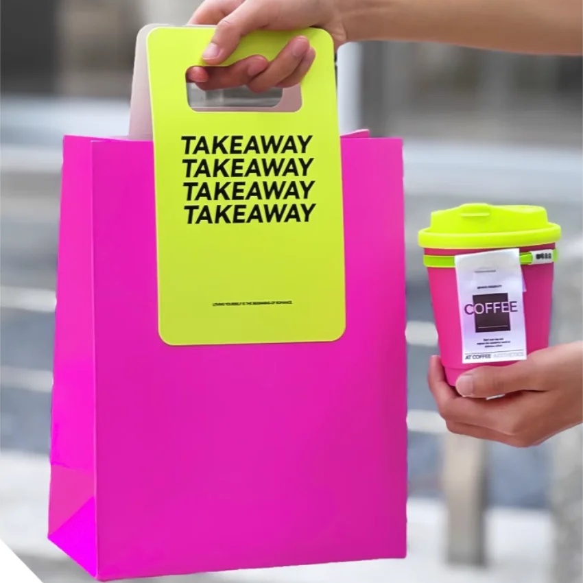 Unique Wholesale Printed Coffee Tea Disposable Takeaway fancy Pink double wall Paper Cup with Lid take away paper coffee cup