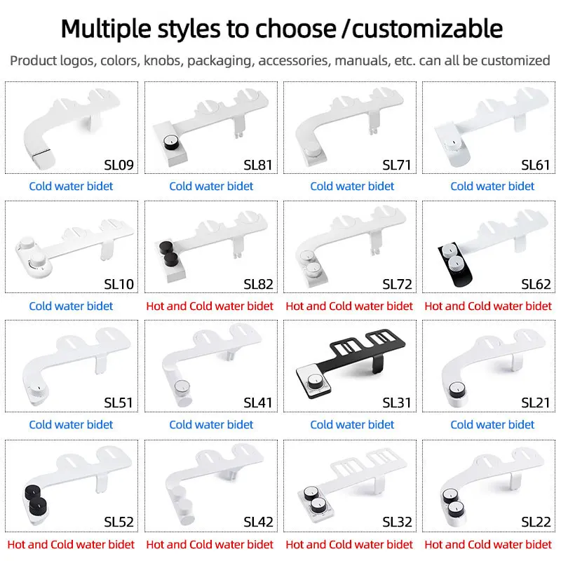 Hot Selling Cold Water Bide Shattaf Custom Clean Anus Bidet Bathroom Non Electric Bidet Attachment For Toilet