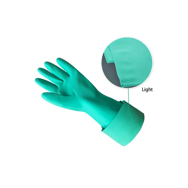 Wholesale green oil-proof nitrile gloves chemical resistant nitrile gloves