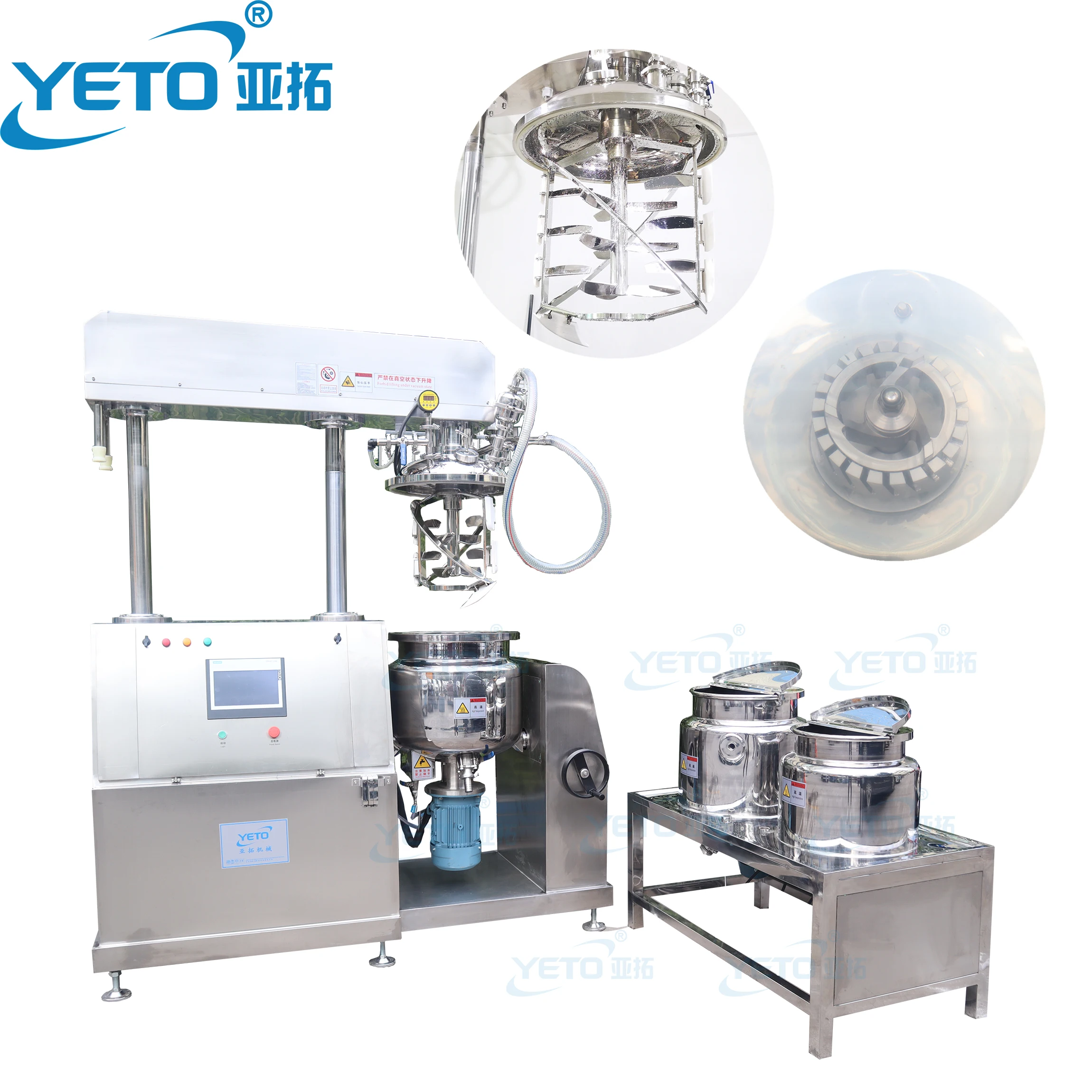 YETO Industrial Cosmetic Mixer Emulsion Homogenizer Cosmetic Toothpaste Vacuum Emulsifying Mixer Machine Blending Mixing Tank