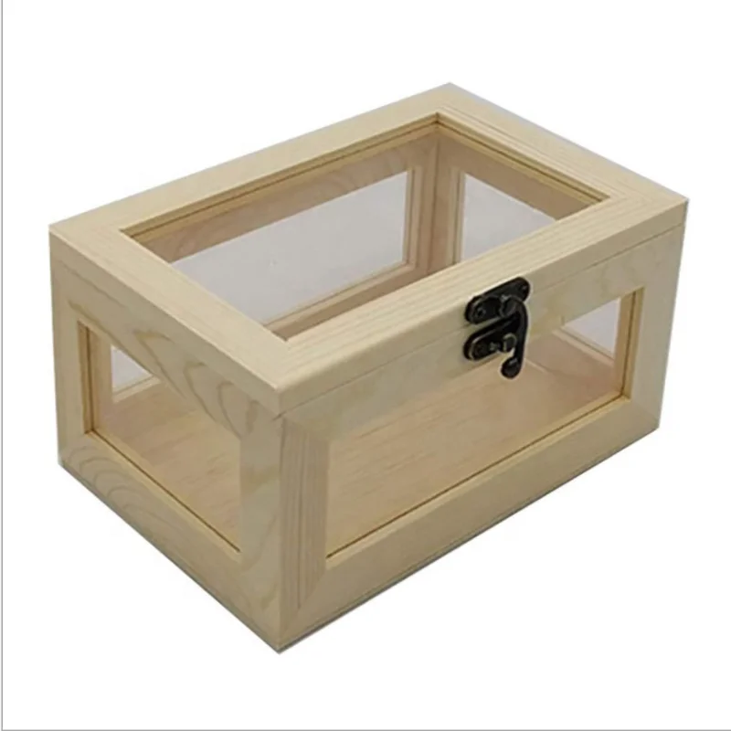 FHbiz Hot Sale Shadow Wooden Box Gift Box with Clear Lid and Clear Frames for package