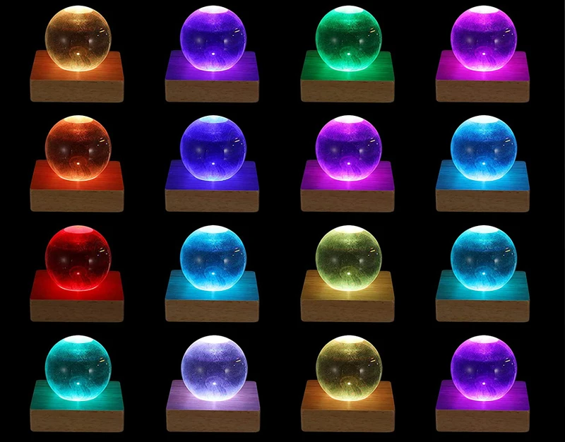 Square Wood Lighted Display Lamp Base Stand Crystal Ball Night Light Wooden Led Lamp Base