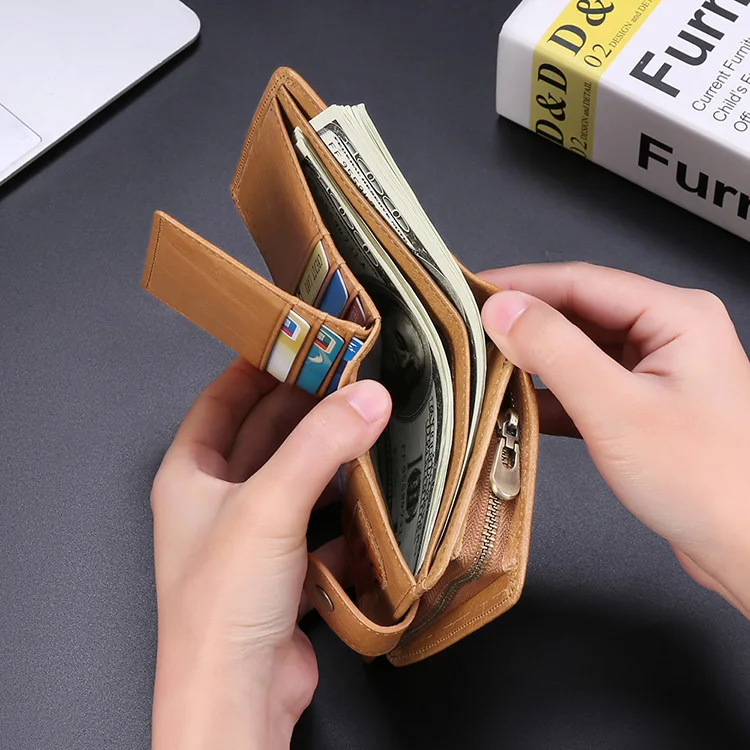 Мужской короткий кошелек с радиочастотной идентификацией, кожаный кошелек в европейском и американском стиле, универсальная сменная сумка