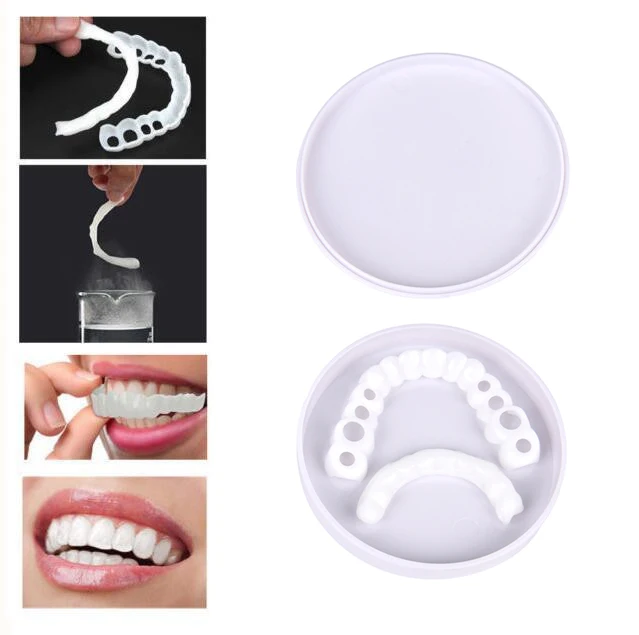 Upper and lower False teeth cover Perfect Smile Veneers Comfort Fit Flex Denture Paste fake braces for Double row with