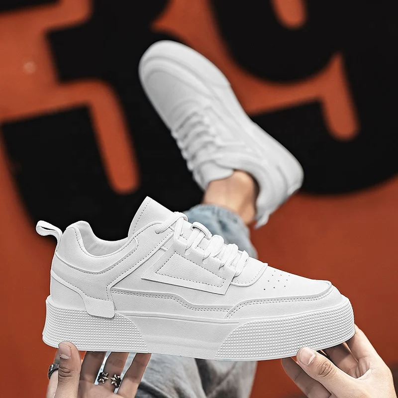 Wholesale Custom White  Leather Chaussures Hommes Men Casual 2022 Fashion Running Shoes Sneakers for Men Casual