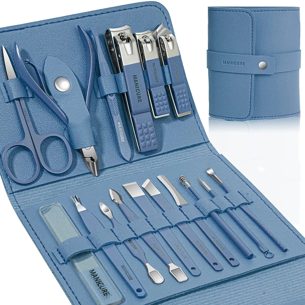 22 16 Pcs/pack Stainless Steel Nail Care Tools Grooming Kit Professional Nail Clippers Pedicure Kit Manicure Set