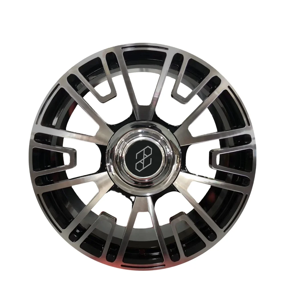 Pengzhen Diamond Cutting Disc 6 Spoke 5x112 20 inch Black Glossy Silver Alloy Wheels Rims for Bentley