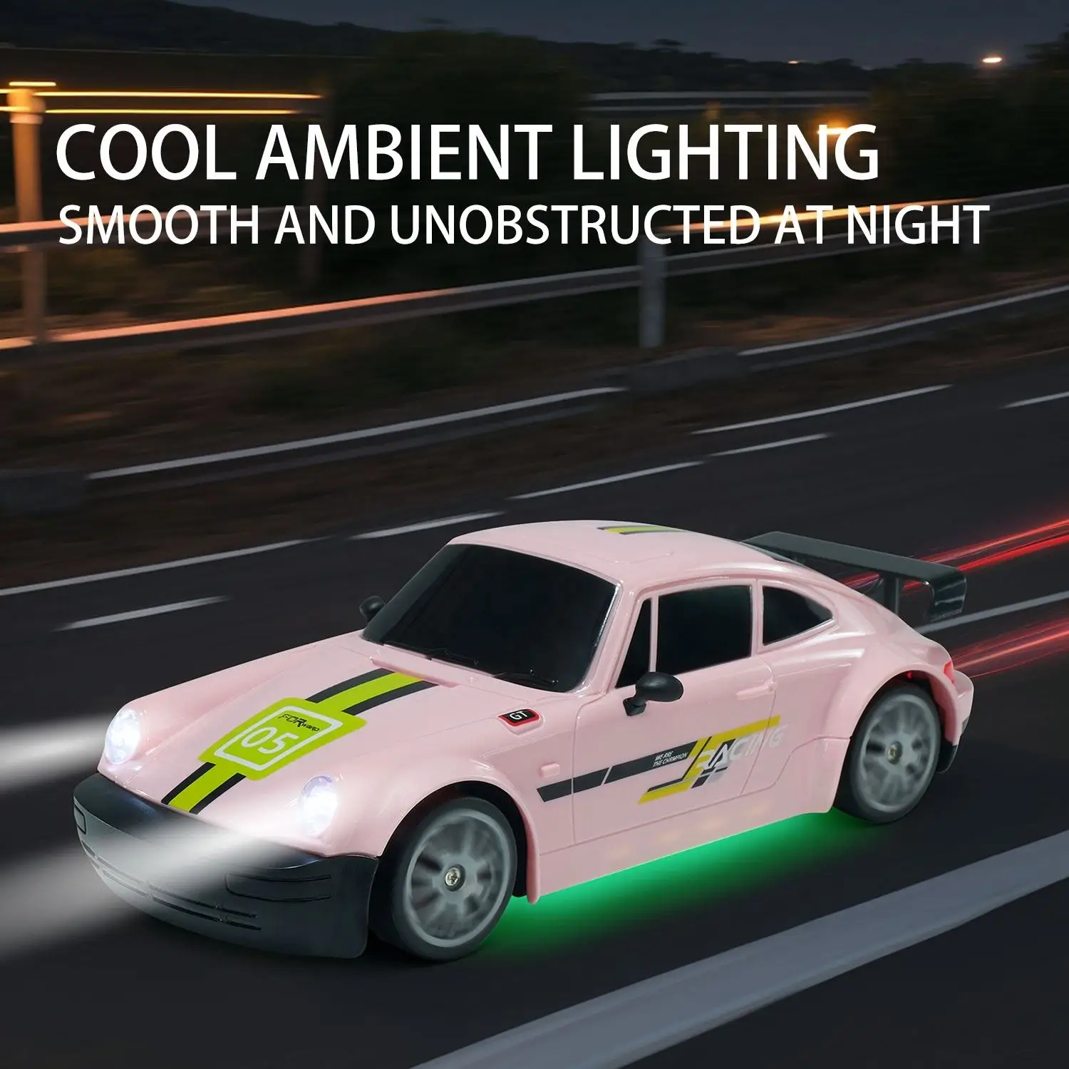 Remote Control Car Drift 2.4ghz 1/20 Scale Four Wheel Drive High Speed Vehicle With Led Lights Drifting Racing