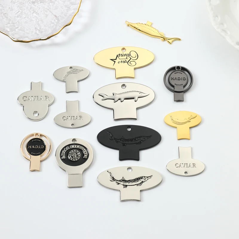 wholesale customized Caviar Logo Keys Opener Zinc Alloy Designed Brand Fish Logo for Tin Openers