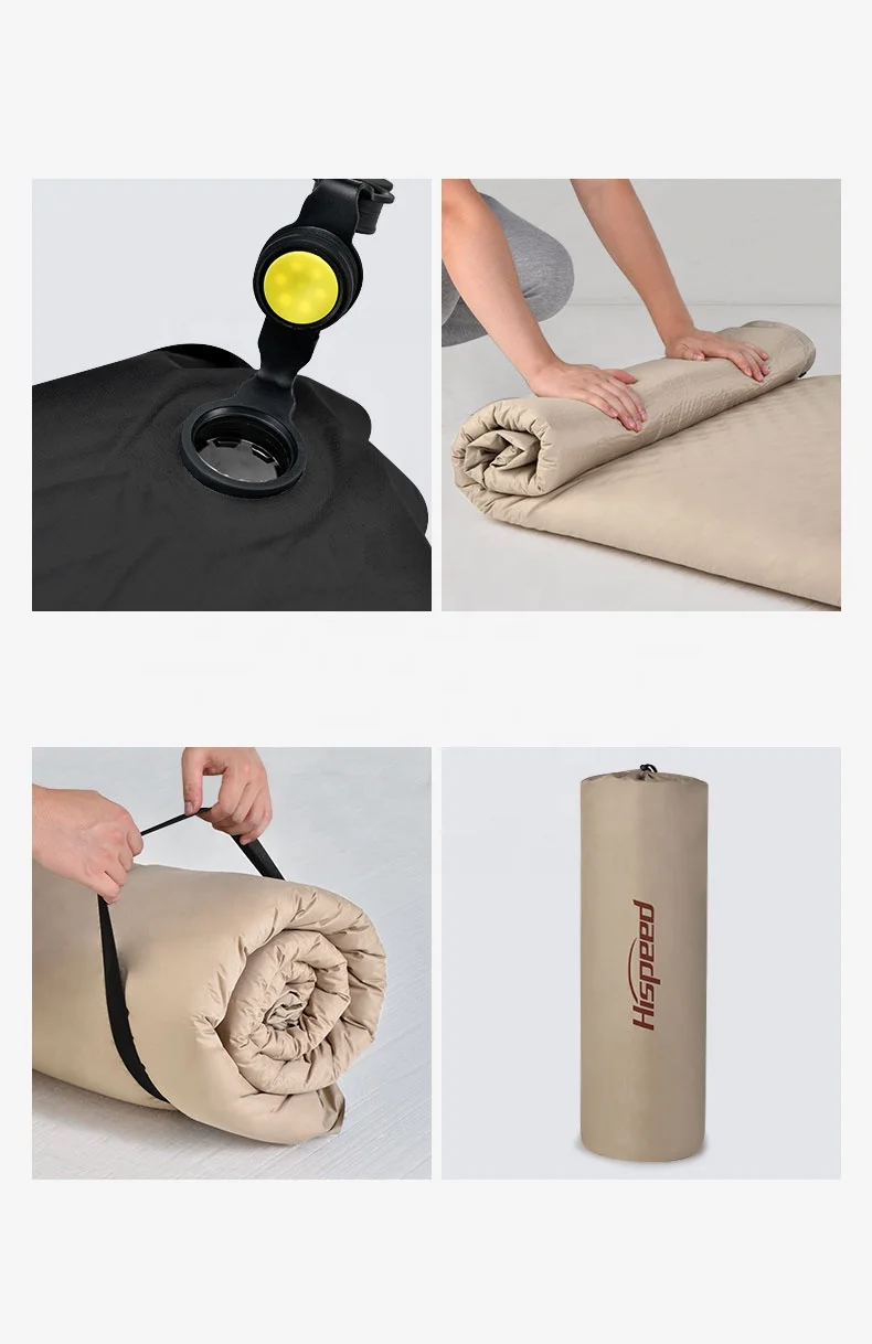 HISPEED 2-Person Foldable Air Camping Sleeping Pad Inflatable Memory Foam Mattress with Built-in Pump for Outdoor Use