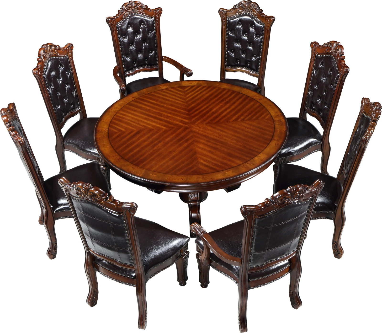 Classic Luxury Wooden Round Dining Table with Chair Dining Room Set Furniture Home Furniture Modern Solid Wood Dinning Table