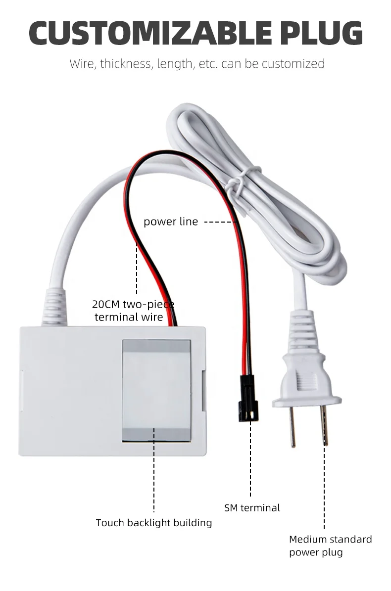 Hot seller power supply driver led light touch sensor switch illuminated smart bathroom mirror touch switch