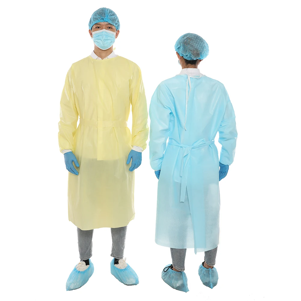 3A Medical Manufacturer Blue Yellow Non-woven Knitted Cuff Waterproof AAMI Level 2 Disposable Surgical Isolation Gowns