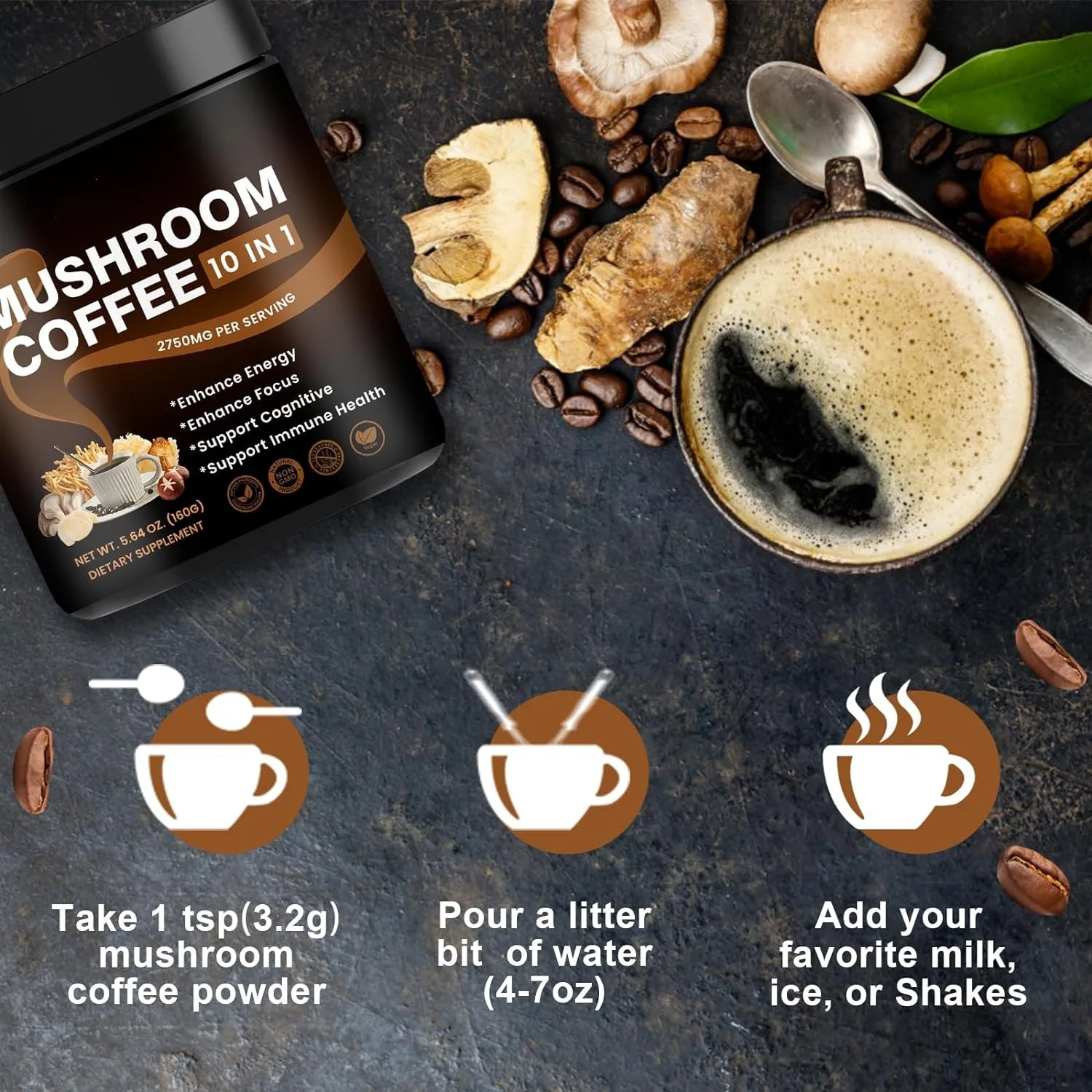 Mushroom Matcha Coffee for Weight Loss Private Label Coffee Mushroom Manufacturer