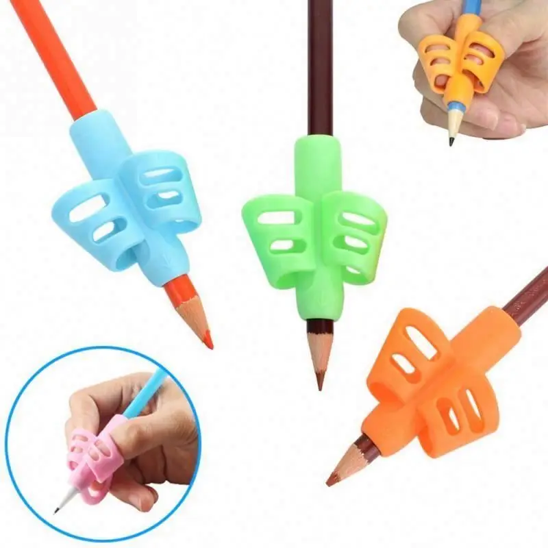 Silicone Two Finger Ergonoc Posture Correction Tools Pencil Grip Writing Aid Grip 3Pcs/Set Children Pencil Holder