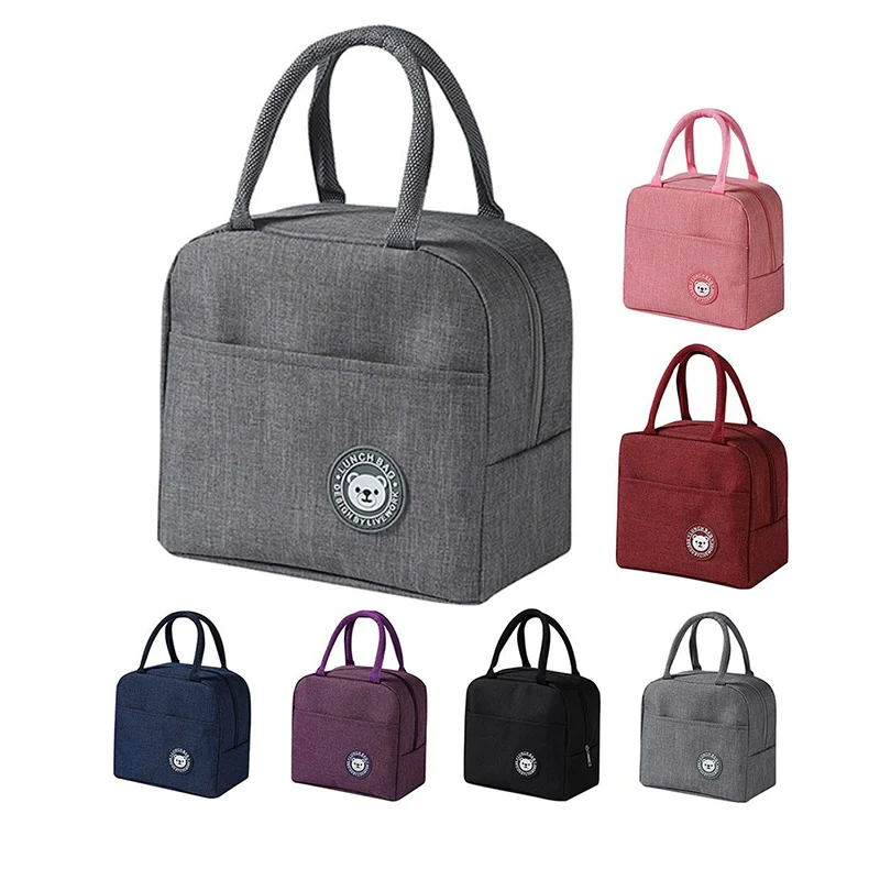 Reusable Takeaway Custom Lunch Bag Thermo Aluminum Foil Insulated Canvas Picnic Food Thermal Cooler Bags
