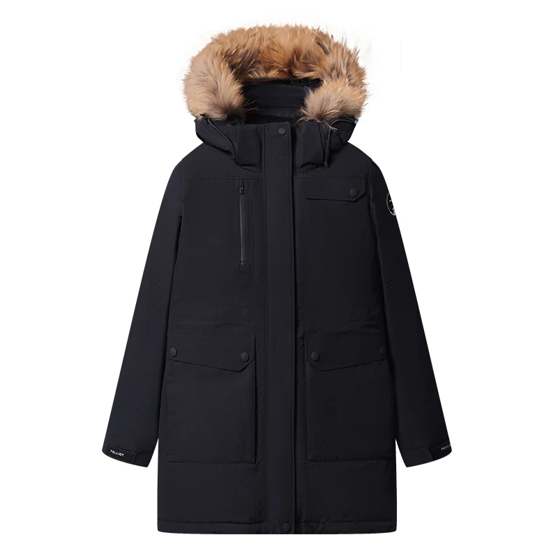 Custom Winter Waterproof Thick Anti-wrinkle Windproof Grey Goose Down Jacket for Women Long Parka Fur Hood Down Jacket
