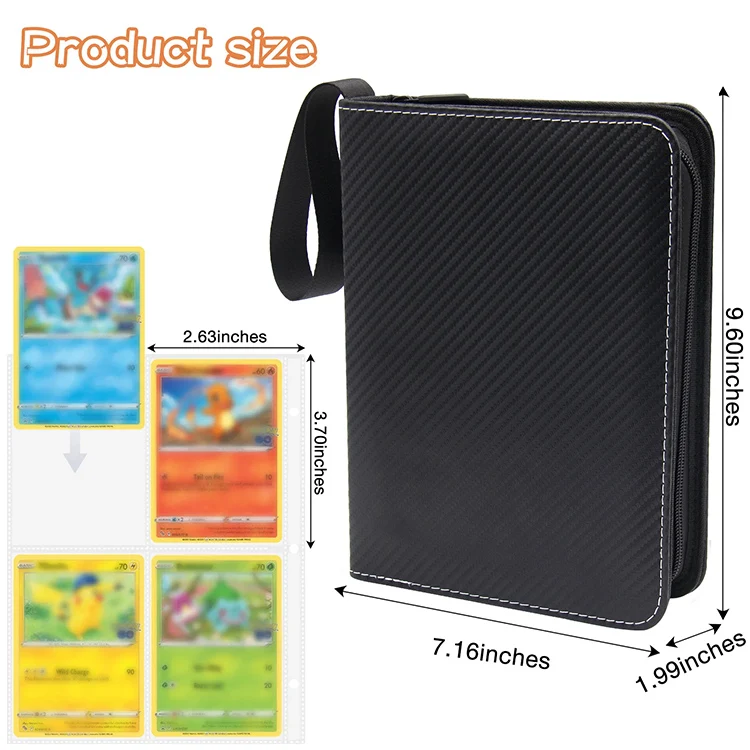 Waterproof Pu Card Binder 4 pockets 50 pages Pokemoned Game Card Collection Folder Bag
