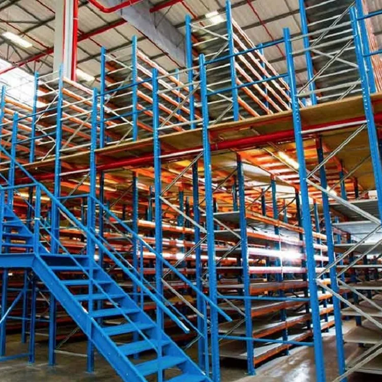 Подгонянная Полка Хранения Стальная стеллажная система мезонин складские стеллажи два этажа