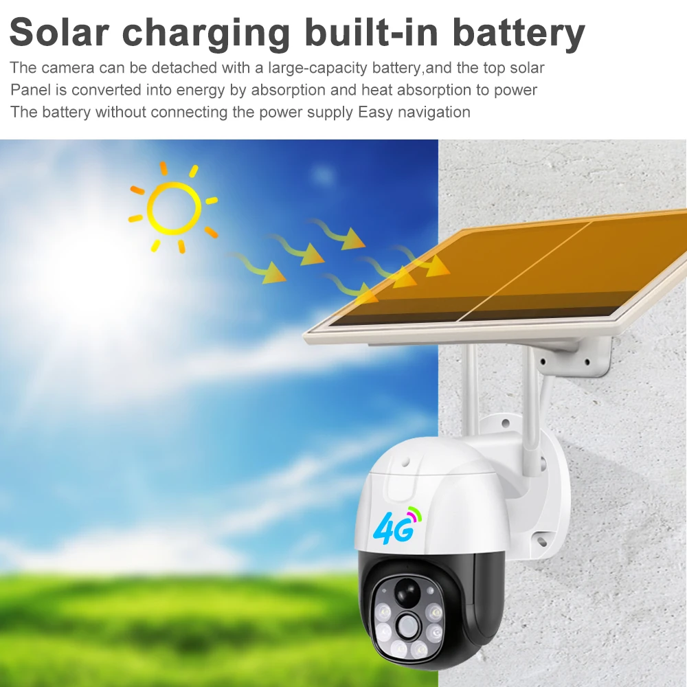 Wireless Outdoor Smart Camera Night Vision Waterproof Camera System Solar Panel Battery Security IP Camera 4G